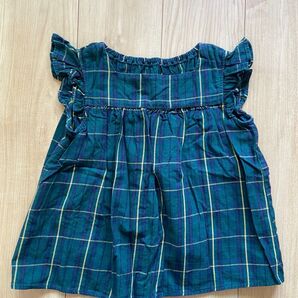 GU フリルチェックブラウス 150cm