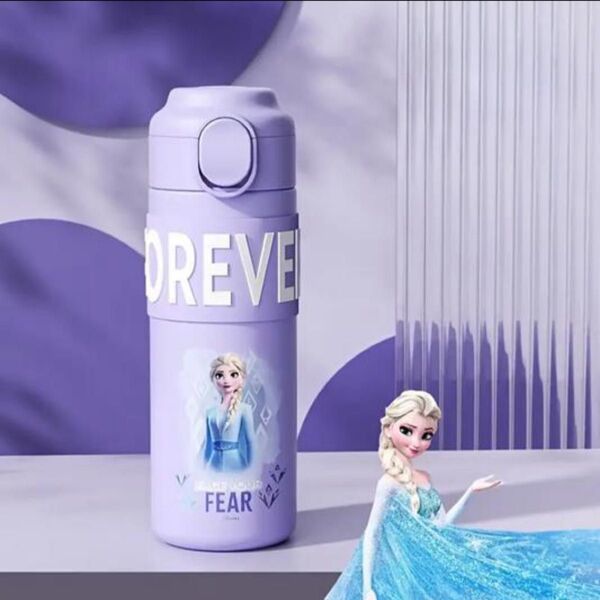 ディズニー エルサ 水筒 紫色 420ml ステンレス アナと雪の女王 子供用