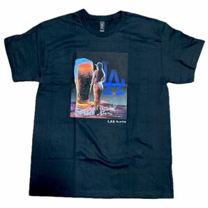 L.Aドジャース応援カスタムTee " ice-cold Beer " GILDAN地使用 ブラック 新品未使用 1点モノ