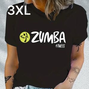 ズンバ Tシャツ ヨガ ダンスウェアZUMBA レディース 普段着 四季兼用 3XLサイズ ブラック