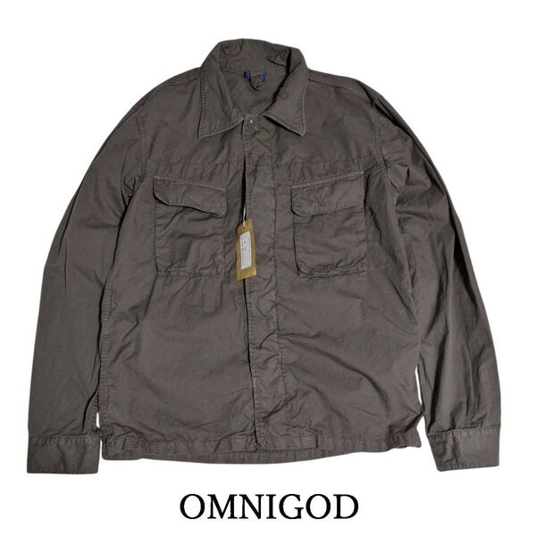 OMNIGOD オムニゴッド ミリタリーシャツ ジャケット ワーク カーキ ブラウン チャコール XL パッカリング