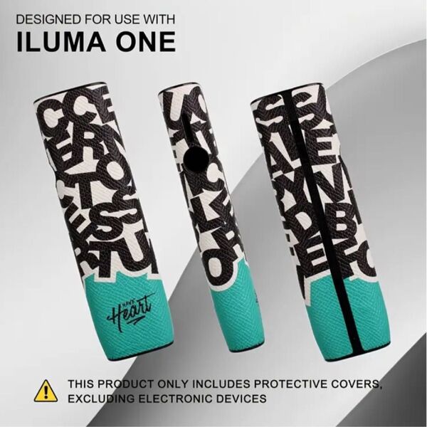 IQOS アイコス イルマワン ILUMA ONE ケース フェイクレザー カバー レターデザイン 空色系 衝撃吸収 傷防止
