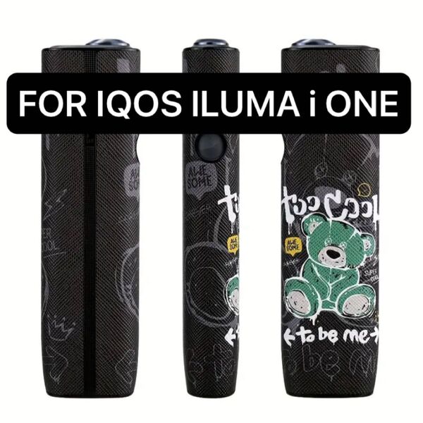 IQOS アイコス イルマワン ILUMA ONE ケース フェイクレザー カバー クマデザイン ブラック系 衝撃吸収