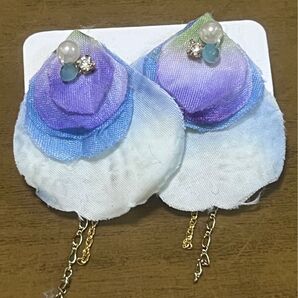 ピアス フラワー ビジュー チェーン