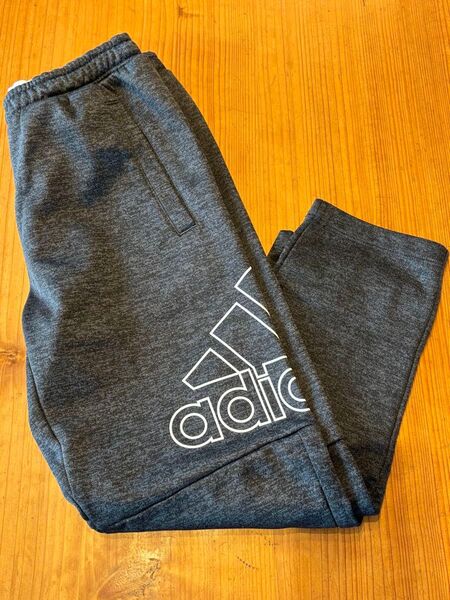 アディダス adidas 7部丈ジャージ 杢 ジュニア 130 キッズ 黒 グレー トレーニングウェア
