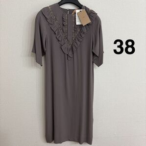 38 N°21 グレー 半袖 膝丈 ワンピース インナーワンピース