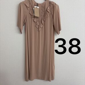 38 N°21 ピンクベージュ 半袖 膝丈 ワンピース インナーワンピース