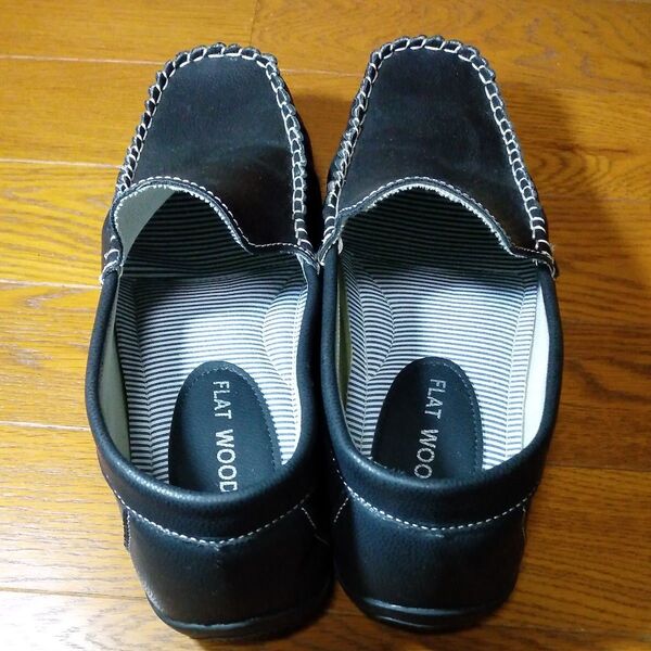 FLAT WOOD デッキシューズ メンズ 26cm ブラック