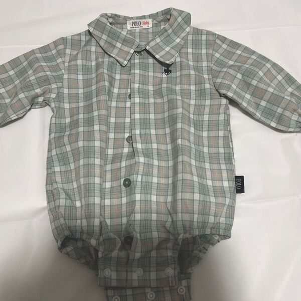 【美品】POLO Baby チェック ロンパース 70cm