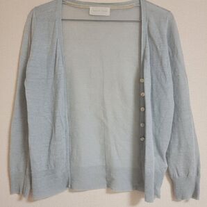 パラディテール 麻カーディガン サックスブルー