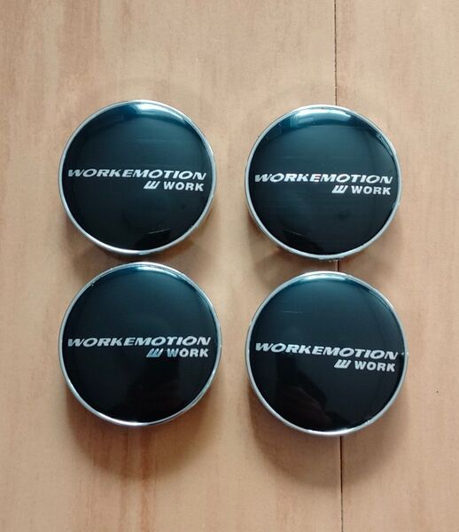 60mm ワークエモーション ホイールキャップ センターキャップ WORKEMOTION ブラックシルバー 4個セット