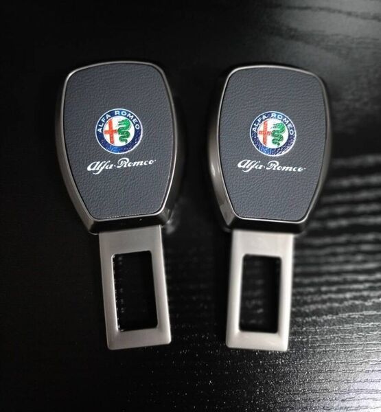 2個セットアルファロメオ シートベルト延長エクステンダー バックル エンブレムAlfa Romeoジュリアステルビオ ジュリエッタ