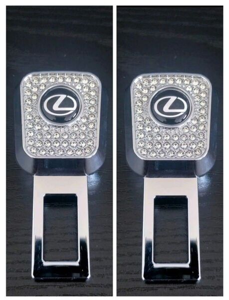 2個LEXUSレクサス シートベルト延長エクステンダー バックル エンブレム LS/LC/GS/ES/ISラインストーン