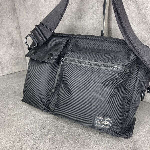 【美品】ポーター PORTER ユニット UNIT ショルダーバッグ 斜め掛け ブラック