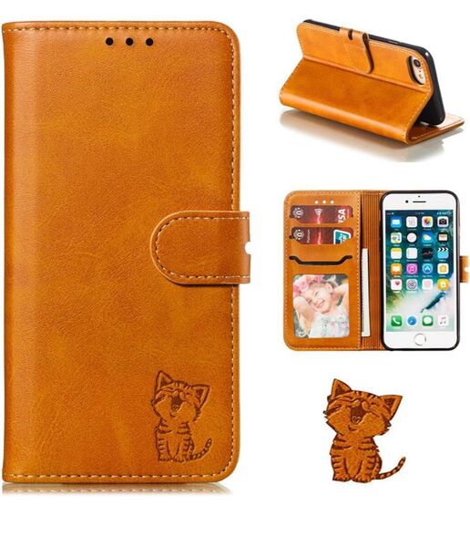 iPhone se2 se3 8 7 ケース カバー 手帳型 全面保護 可愛い 笑顔猫ちゃん カード収納 スタンド機能 上質