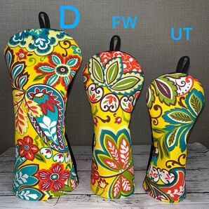 ゴルフクラブカバー*イエローフラワー*ハンドメイド