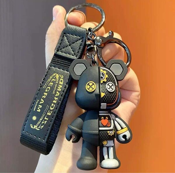 チャーム キーホルダー キーリング 人気 ロボット クマ 熊 ブラック