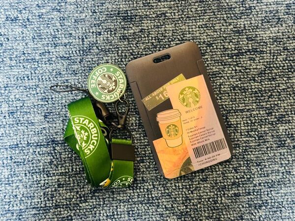 スタバ IDカードホルダー IDカードケース 社員証ケース ネックストラップ付 01黒