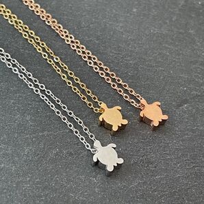 ホヌ ステンレスネックレス*サージカルステンレス*ハンドメイドネックレス*金属アレルギー対応*海亀