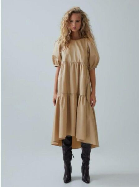 ZARA ザラ ティアード ワンピース ベージュ S