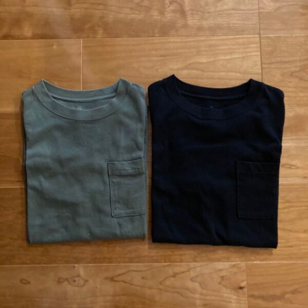 GU KIDS コットンポケットTシャツ 半袖 キッズ 男女兼用 2枚 160 Tシャツ 半袖 カットソー
