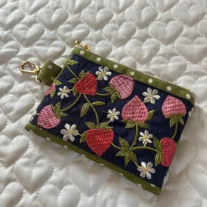 インド刺繍リボンフラットミニポーチ