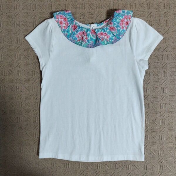 美品 jacadi フリル襟 半袖Tシャツ 8a128㎝ カットソー リバティ