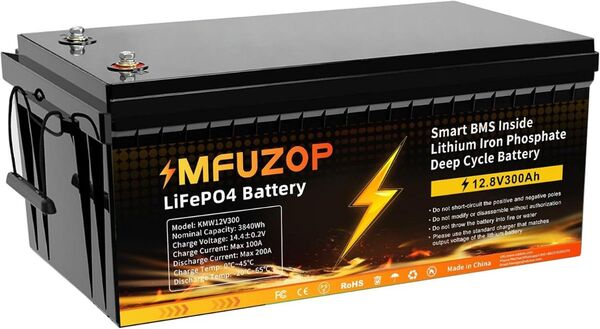 MFUZOP LiFePO4 リン酸鉄リチウムイオンバッテリー 12V. 12.8V300Ah 新品未開封