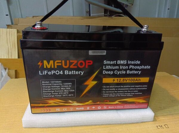 MFUZOP リン酸鉄リチュウムイオンバッテリー LiFePO4バッテリー 12V100Ah