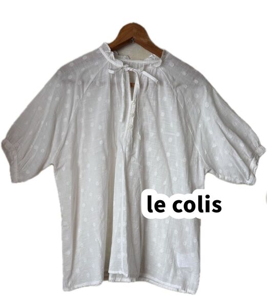 le colis ルコリ ブラウス 白 ホワイト 半袖 水玉 トップス コットン 綿100 女性 レディース 婦人 ファッション