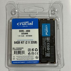 Crucial DDR5-4800 SODIMM 64GB(32GBx2枚)【国内正規代理店品】 CT2K32G48C40S5