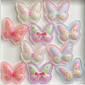 NO.235 デコパーツ パステル蝶 1個26円 5種×各1個セット125円