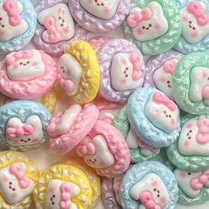 【1セットのみ】デコパーツ うさぎビスケット 25個まとめ売り