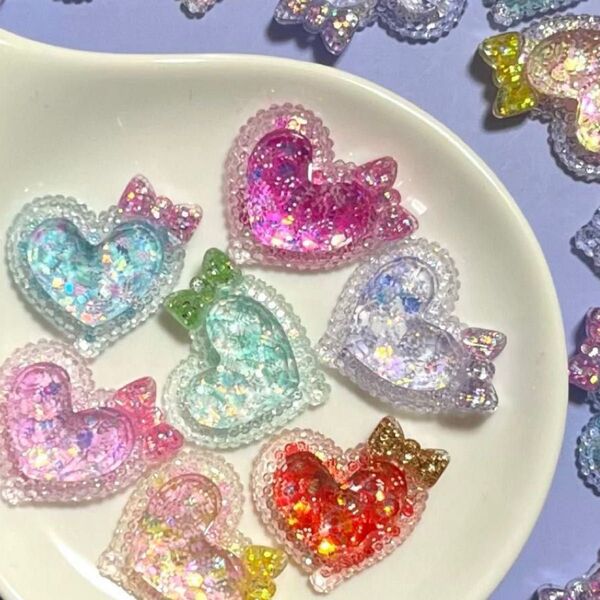 NO.163 デコパーツ キラキラハート 1個33円