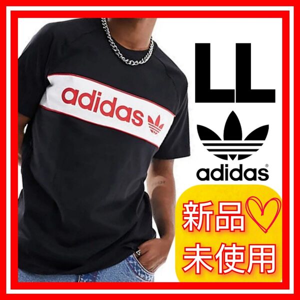 【LL】アディダスオリジナルス アーカイブ 半袖Tシャツ 新品未使用 タグ付き 綿100% レギュラーフィット ブラック