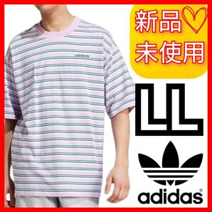 【LL】アディダスオリジナルス '80s ルーズ ストライプ 半袖 Tシャツ 新品未使用品 タグ付き ゆったり トレフォイル