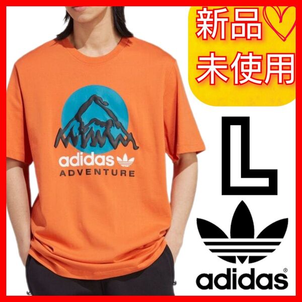 【L】アディダス アドベンチャー マウンテン フロント Tシャツ アディダスオリジナルス タグ付き 新品未使用 ロゴTシャツ