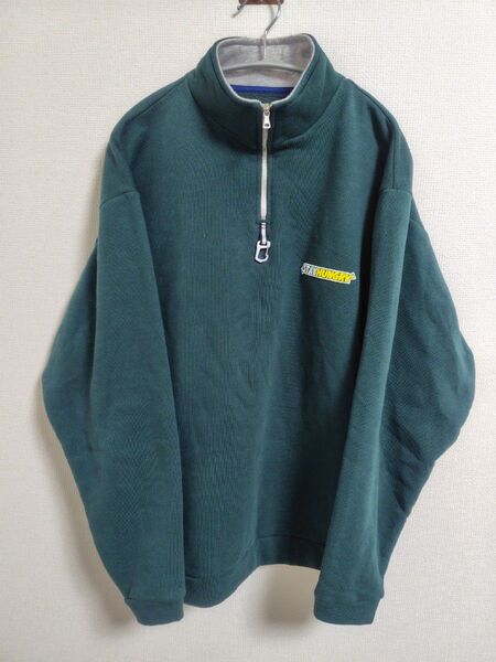 STAY HUNGRY ステイハングリー ハーフジップ スウェット サイズL プルオーバー 緑 グリーン 90s 古着