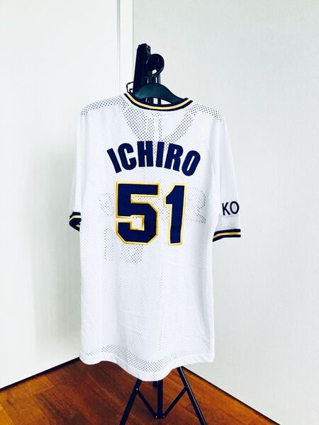 イチロー ユニフォーム オリックス オリックスブルーウェーブ ホーム ユニフォーム 51 刺繍 メンズ フリーサイズ L Lサイズ