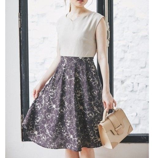 ■最終価格《tocco closet》ハートネック×ラインフラワードッキングワンピース