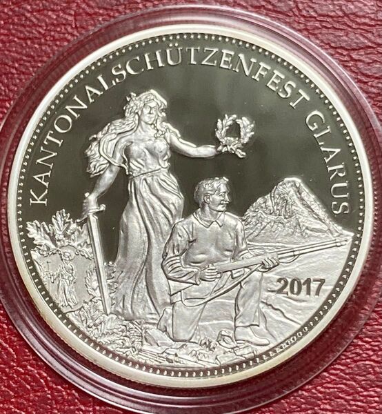 スイス 50フラン銀貨 2017年 現代射撃祭 グラールス