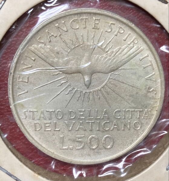 バチカン 500リレ銀貨 1958年 未使用品