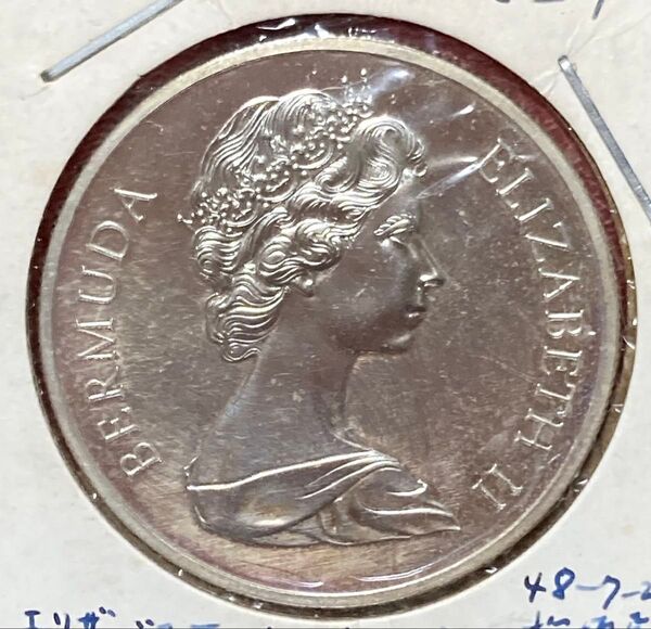 バミューダ 1ドル銀貨 1972年 エリザベス2世銀婚記念 未使用品