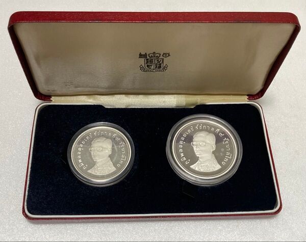 タイ 50バーツ・100バーツ銀貨セット 1974年 世界野生生物保護基金 オリジナルケース付