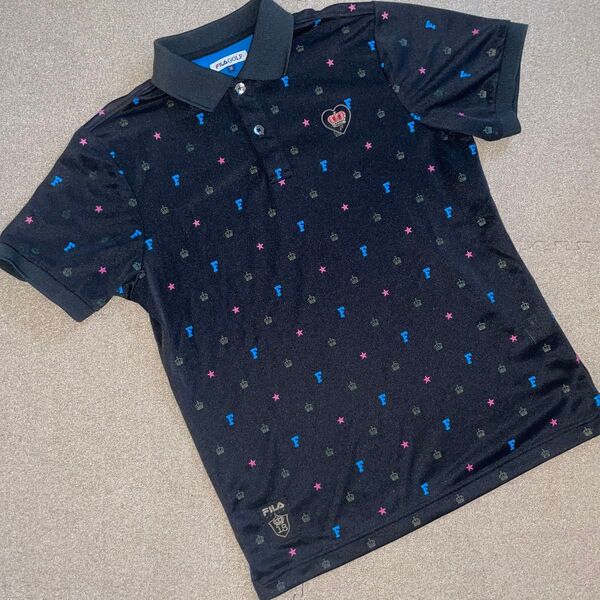 【美品】FILA GOLF フィラゴルフ メンズ ポロシャツ Mサイズ 総柄 半袖