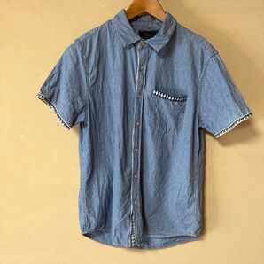 21 MEN半袖シャツ デニムシャツ Mサイズ ブルー メンズ