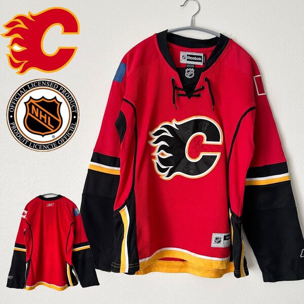 【Reebok×NHL】カルガリーフレームスホッケーシャツ ホッケーユニフォーム チームシャツ ゲームシャツ