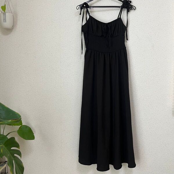 【美品】SHEIN シーン ブラックキャミワンピース M 黒