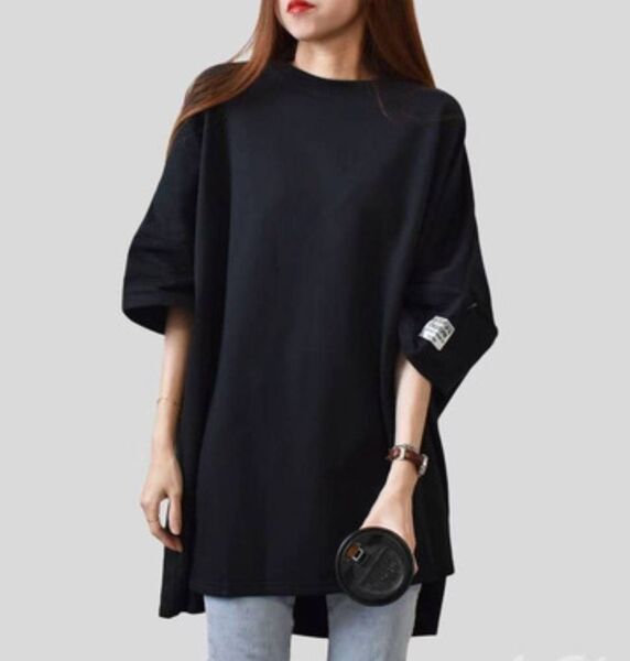 レディース Tシャツ 無地 半袖 オーバーサイズ 体型カバー ゆったり フリーサイズ 大きめ 夏服 ビッグシルエット 韓国風