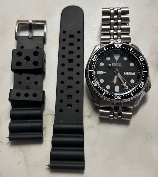 美品 セイコー ブラックボーイ SKX007 7S26-0020 SEIKO 腕時計 自動巻き ラバーベルト付き